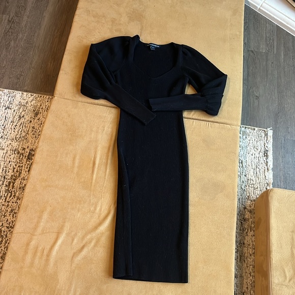 French connection Womens Wool Blend Deep V Neck Midi Dress - Picture 6 of 6